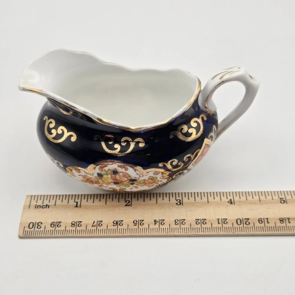 Vintage Royal Albert Crown China Heirloom Derby Creamer Cobalt Blue